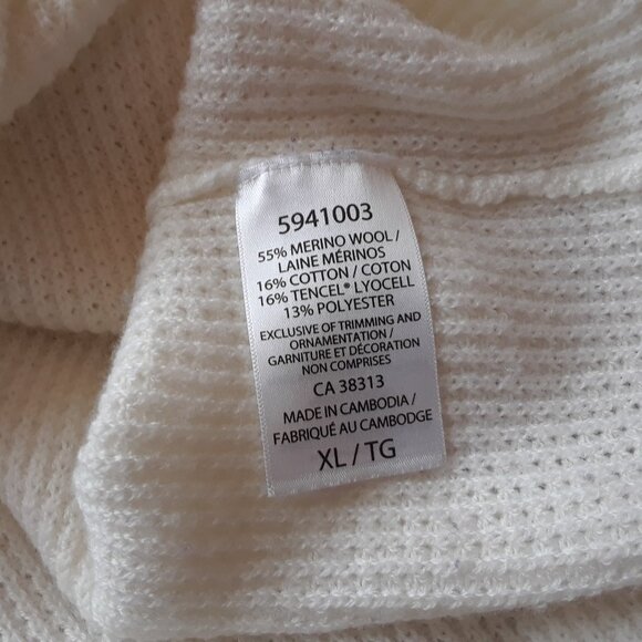 Kersh Merino Wool Blend White Knit Sweater XL - Picture 6 of 7